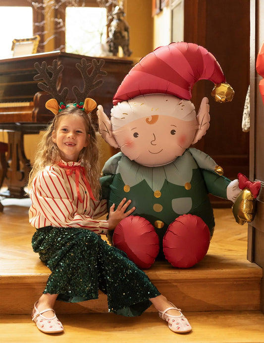 Fóliový balón Elf zeleno-červený 89 x 92 cm