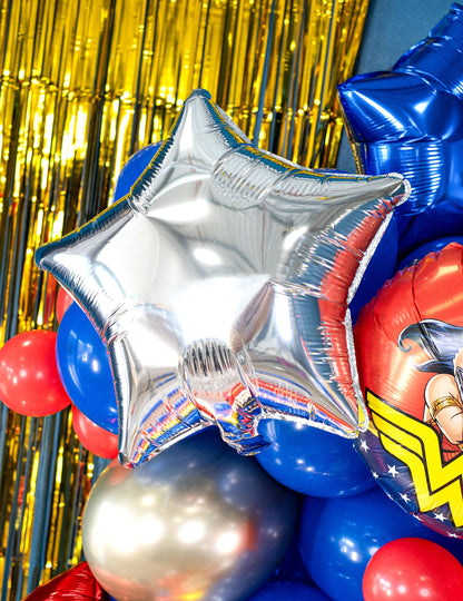 Détail de la composition de ballons du ballon aluminium étoile argentée