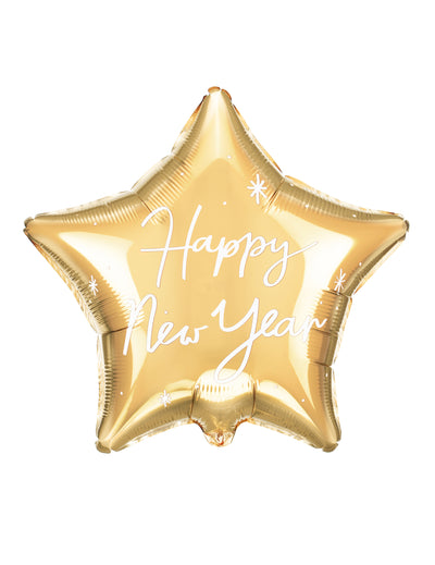 Ballon aluminium étoile Happy New Year pour décoration doré