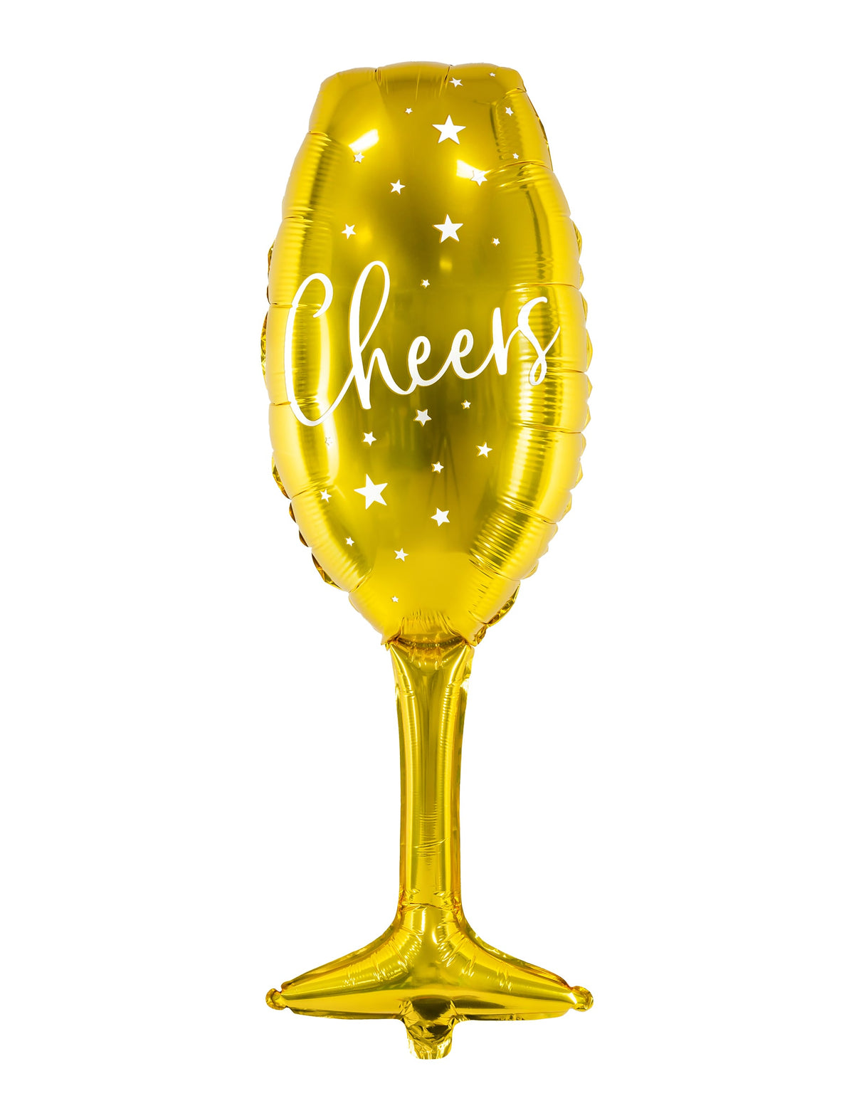 Ballon aluminium flûte cheers pour fête doré avec motifs étoiles