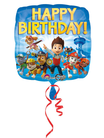 Ballon aluminium Happy Birthday Pat'Patrouille pour enfant bleu