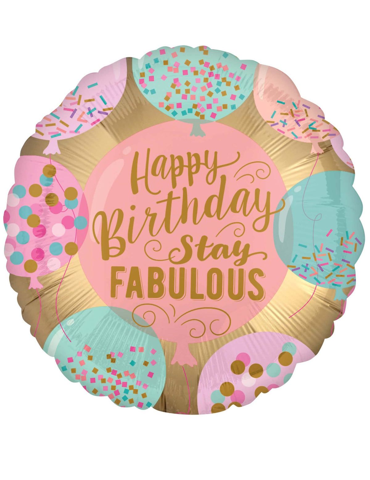 Hliníkový balón Happy Birthday na narodeniny ružová a zlatá Stay Fabulous