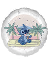 Ballon aluminium Ice cream Stitch blanc avec motif tropical et crème glacée