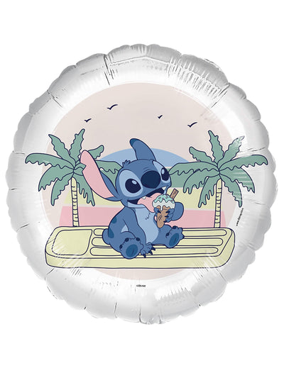Hliníkový balón Ice cream Stitch biela s tropickým motívom a zmrzlinou