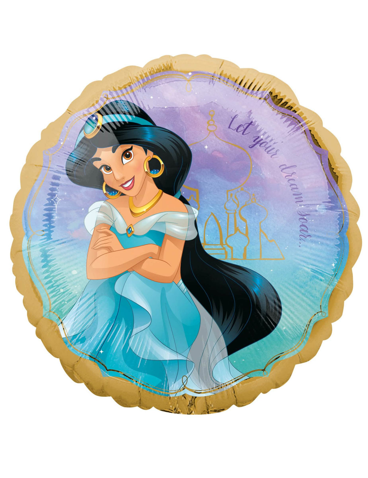 Balón z hliníka Jasmine Disney pre dieťa modrá a zlatá