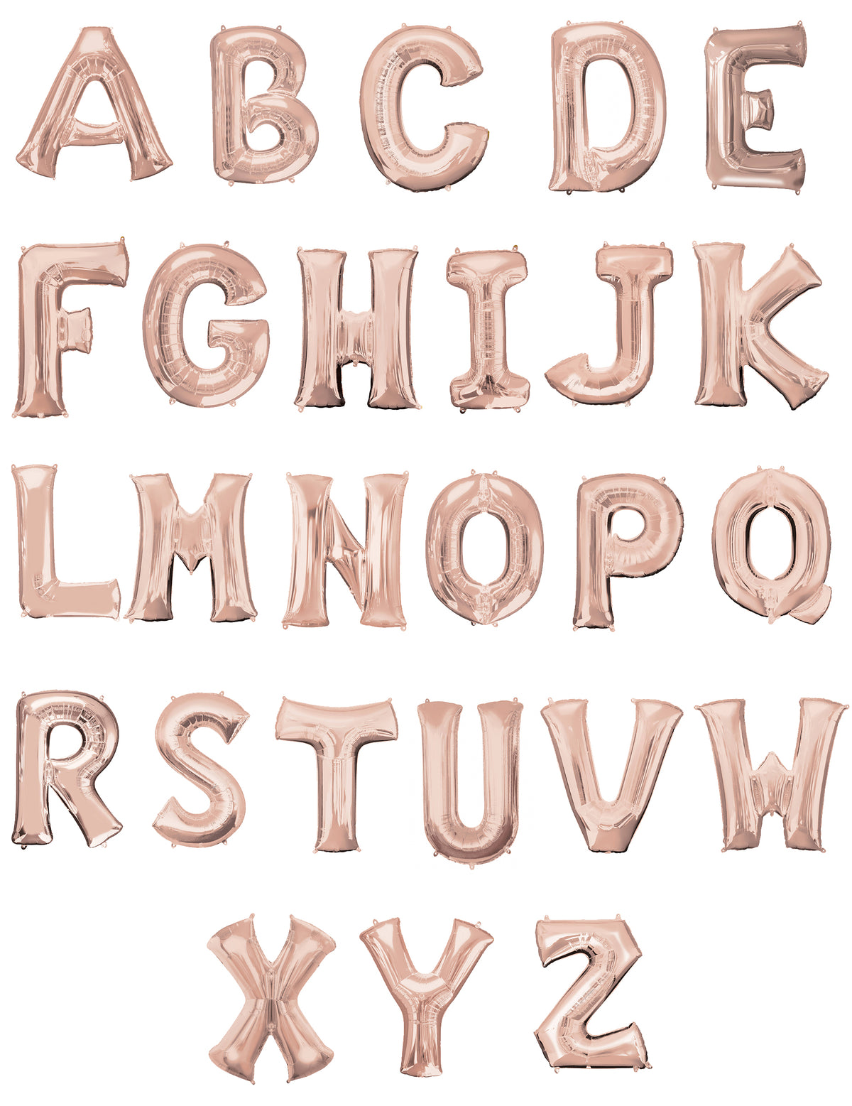 Vue de l'alphabet complet du ballon aluminium lettre pour fête