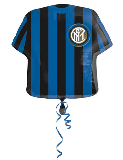 Ballon aluminium maillot de foot Inter™ pour supporter bleu et noir à rayures