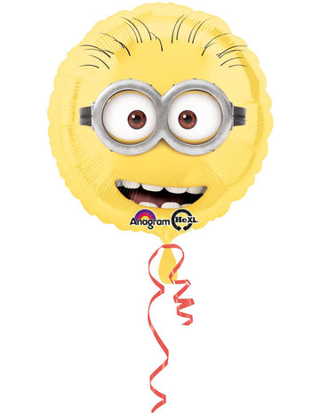 Ballon aluminium Minions pour fête jaune avec lunettes et sourire
