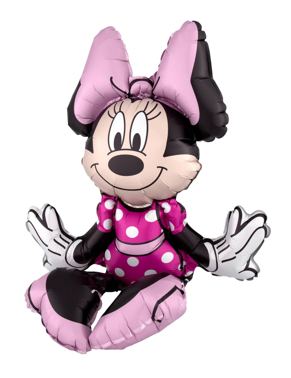 Hliníkový balón Minnie Mouse sediaca pre dieťa ružová s bielymi bodkami