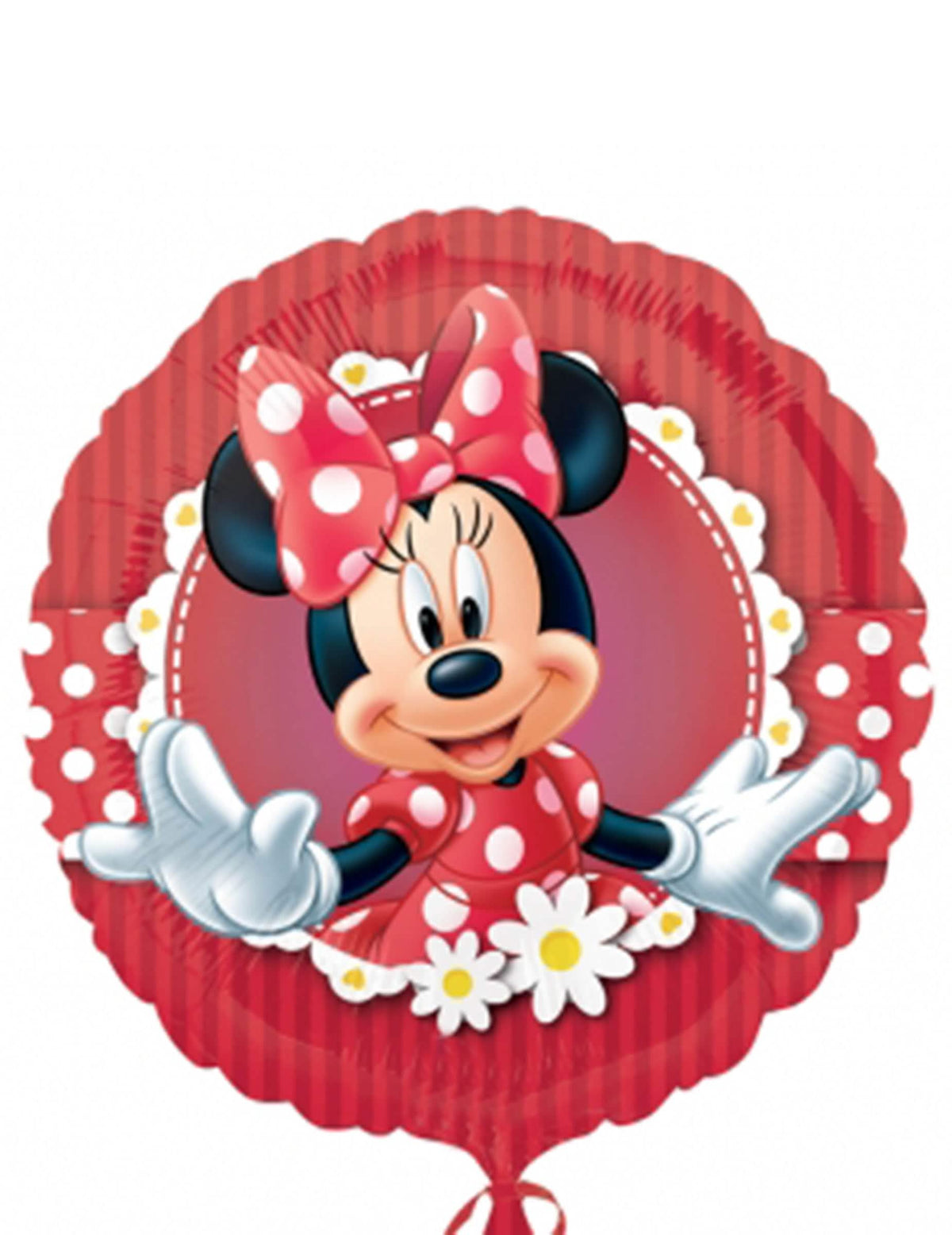 Héliový balón Minnie pre dieťa červená a biela s bodkami a kvetmi