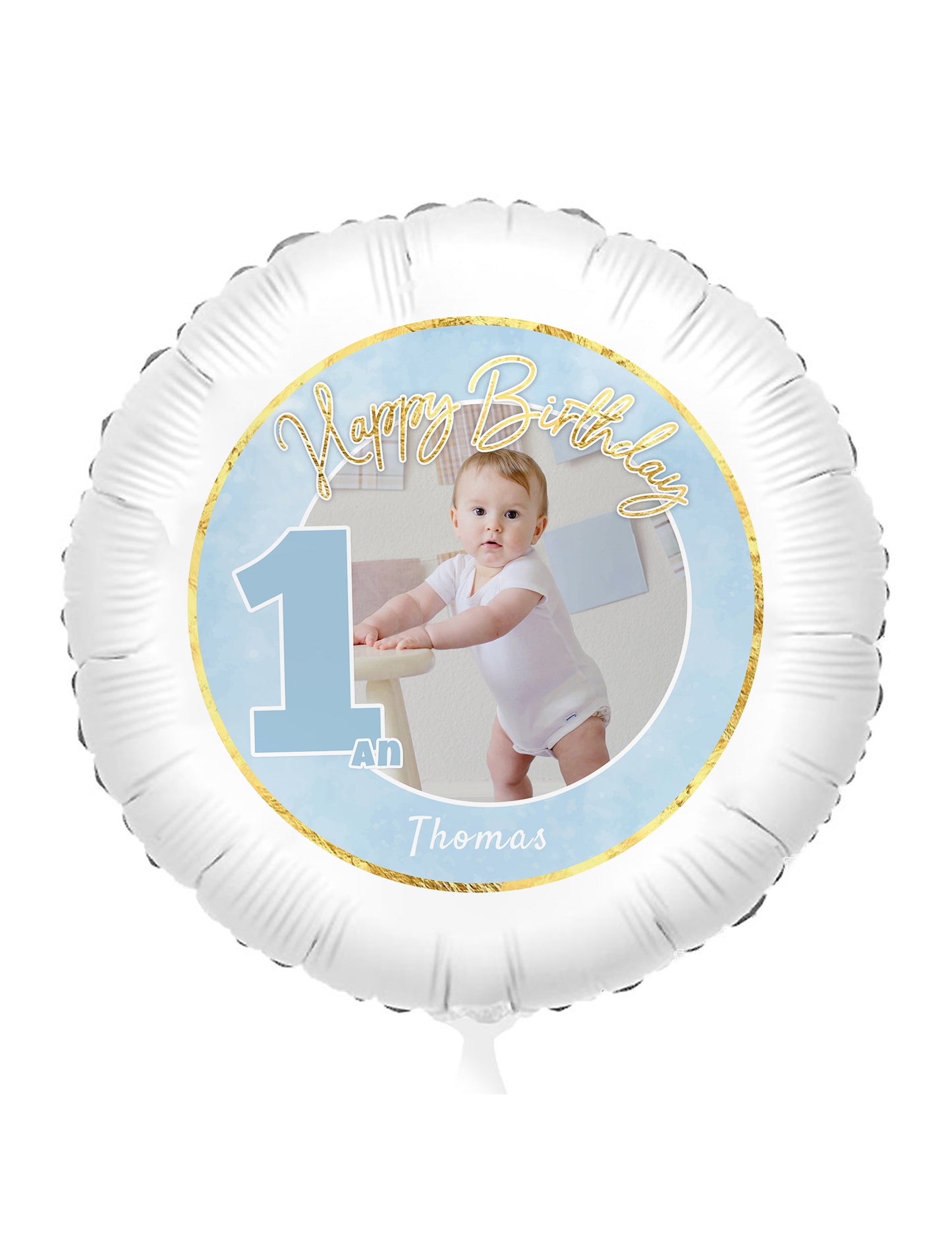 Personalizovateľný fóliový balón 1 rok modrý a zlatý 50 cm