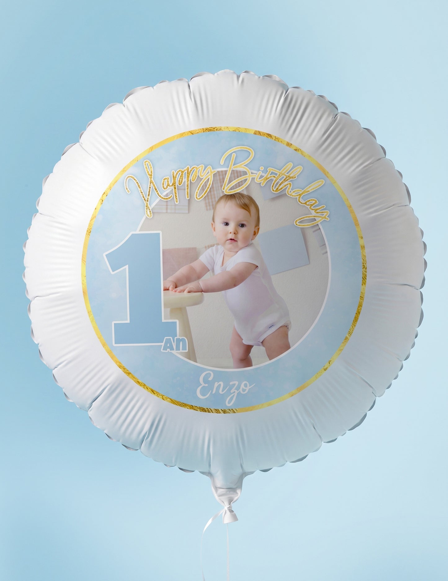 Personalizovateľný fóliový balón 1 rok modrý a zlatý 50 cm