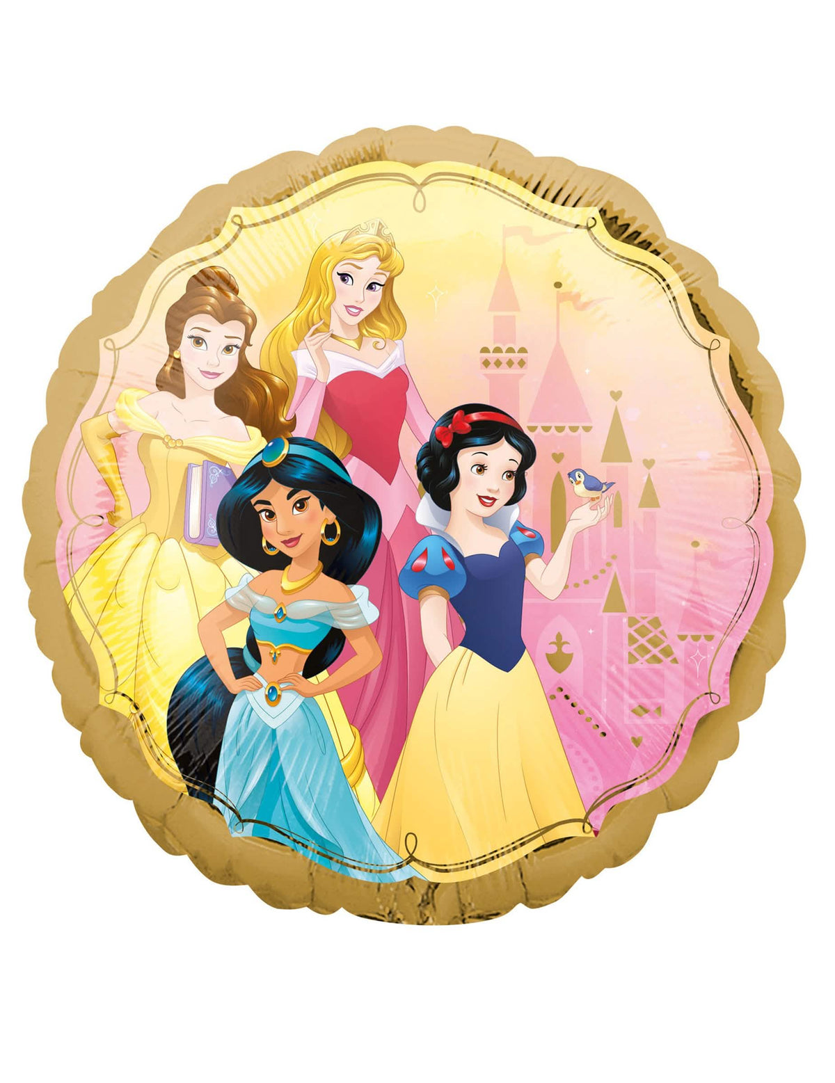 Hliníkový balón obojstranný princezné Disney pre dieťa zlatá a ružová