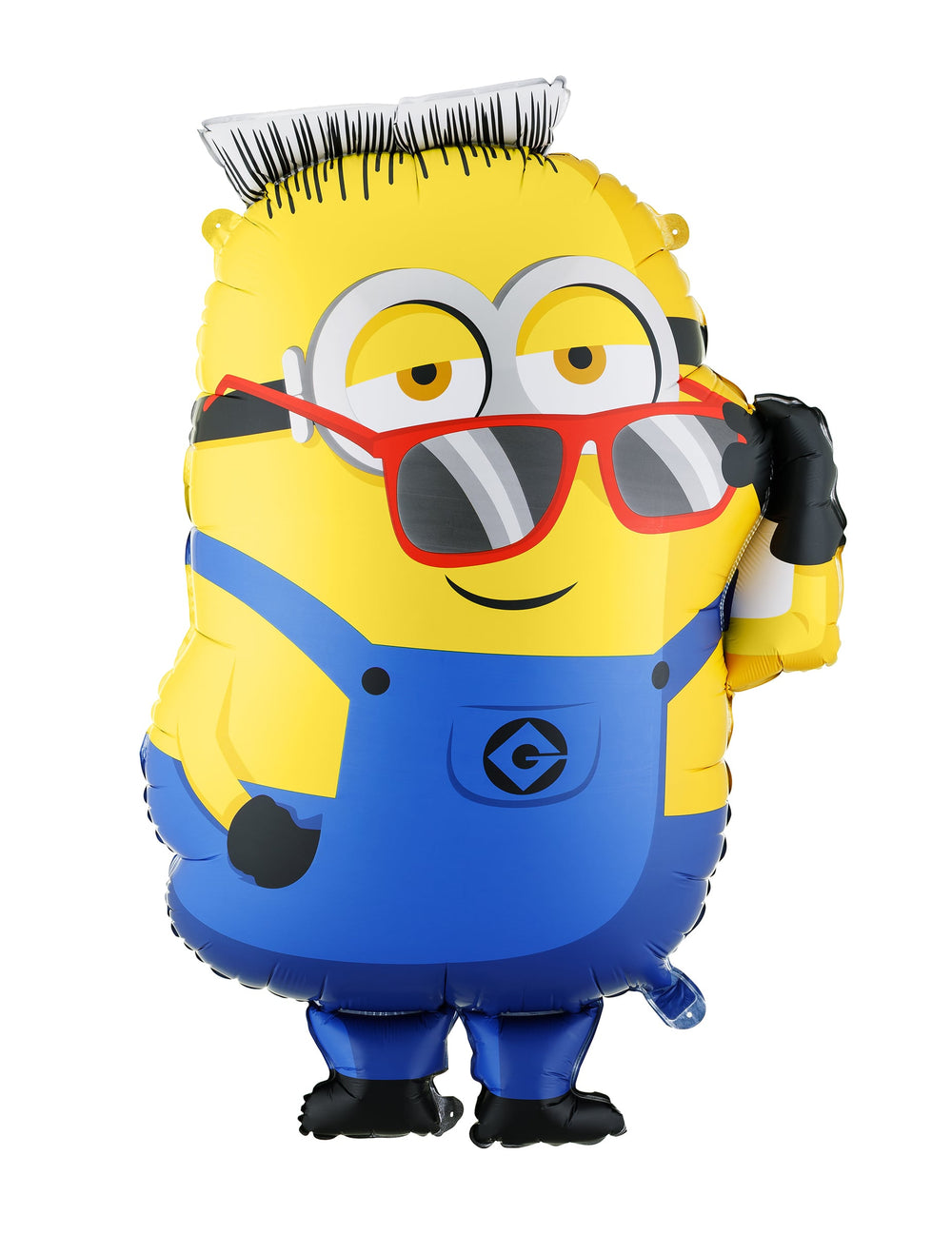 Ballon aluminium Ron Minions pour enfant jaune et bleu avec lunettes de soleil rouges