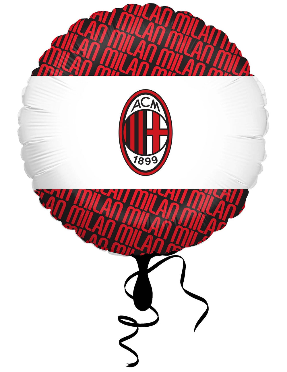 Hliníkový okrúhly balón ac milan červená čierna a biela