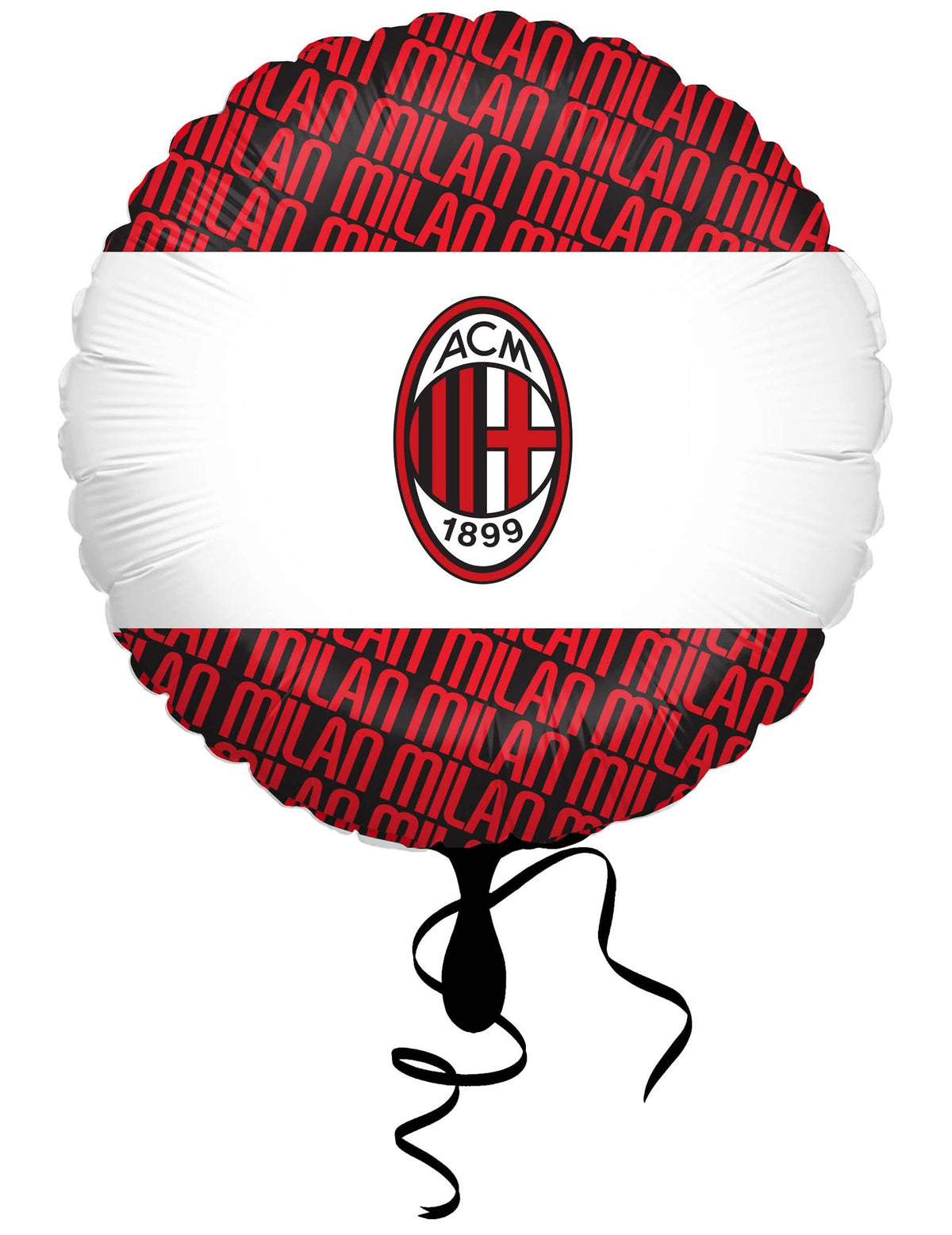 Hliníkový okrúhly balón ac milan červená čierna a biela