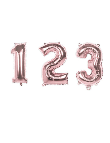 Ballon aluminium chiffre pour fête rose métallisé