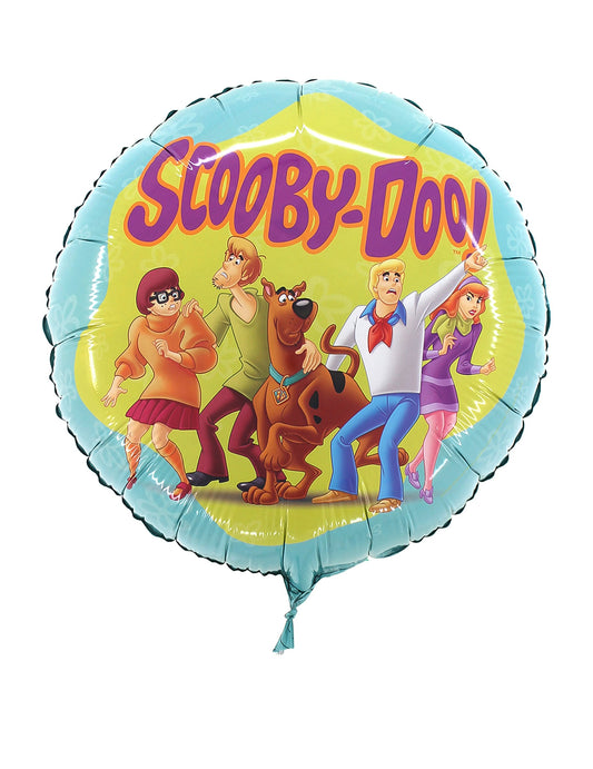Ballon aluminium Scooby-Doo bleu et jaune avec les personnages