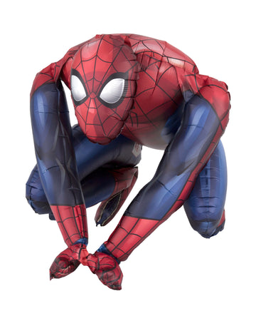 Ballon aluminium Spiderman rouge et bleu accroupi