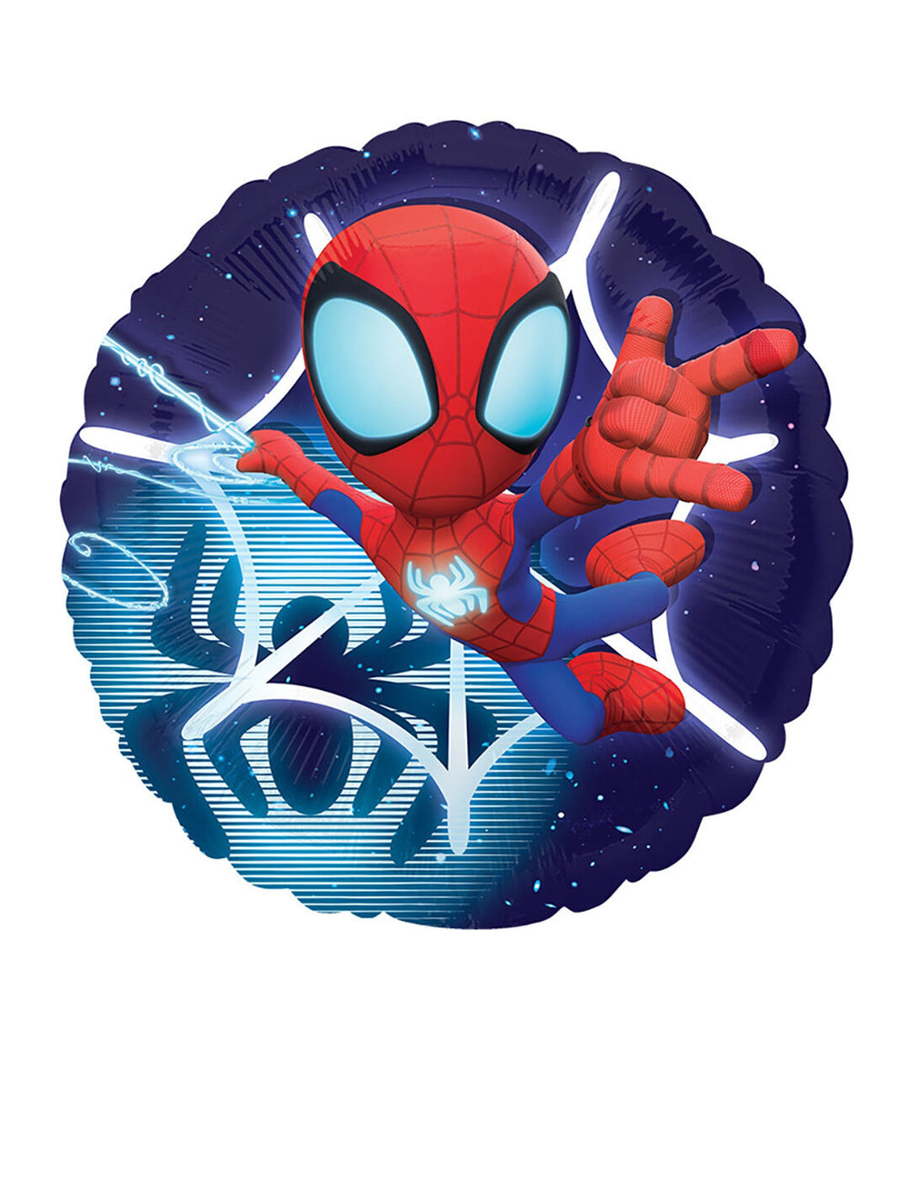 Ballon aluminium Spidey et ses amis pour enfant bleu et rouge de forme ronde