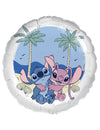 Héliový balón Stitch a Angel pre dieťa modrá a ružová s plážovou dekoráciou