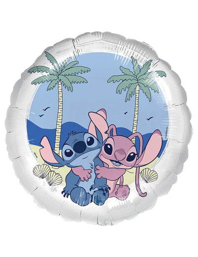 Héliový balón Stitch a Angel pre dieťa modrá a ružová s plážovou dekoráciou