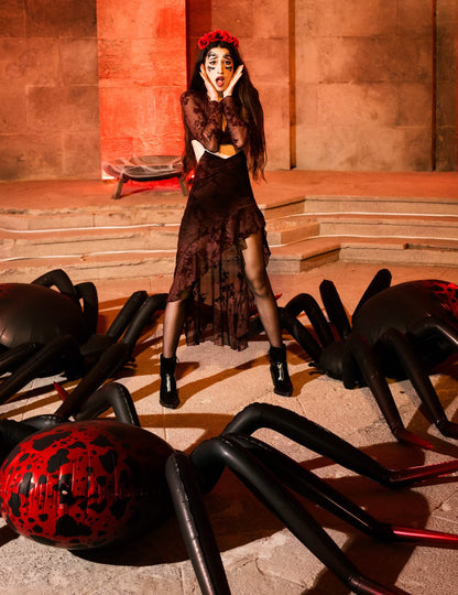 Stojaci hliníkový balón XXL pavúk čierno-červený 275 x 152 cm
