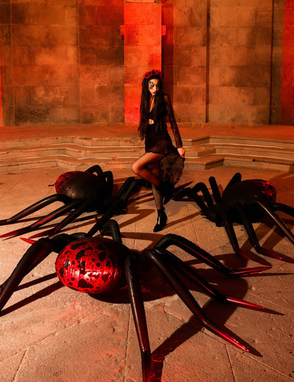 Stojaci hliníkový balón XXL pavúk čierno-červený 275 x 152 cm