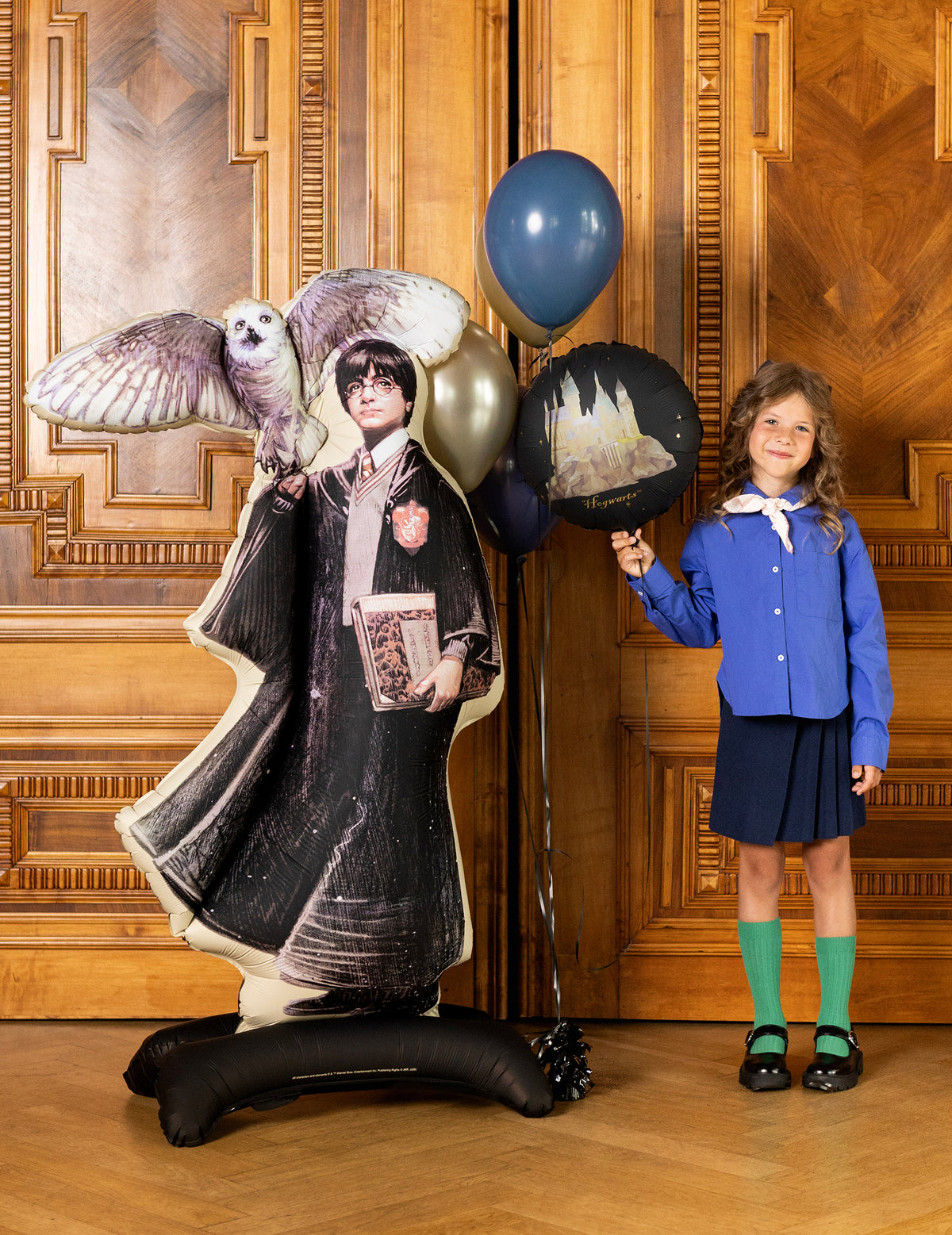 Fóliový balón na stojane Harry Potter™ s Hedvigou 90x145 cm