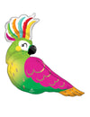 Ballon aluminium tropical Perroquet multicolore vert et rose