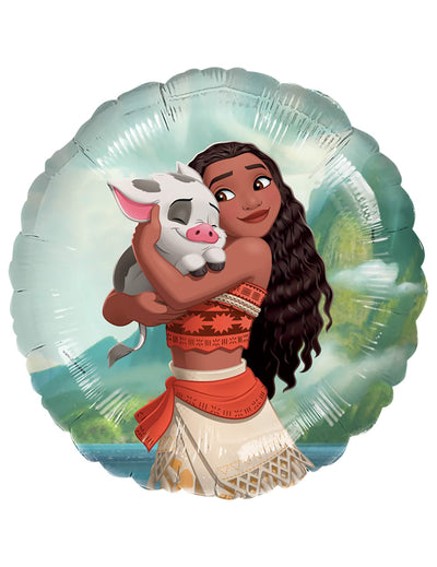 Hliníkový balón Vaiana a Pua modrá a zelená s ilustráciou