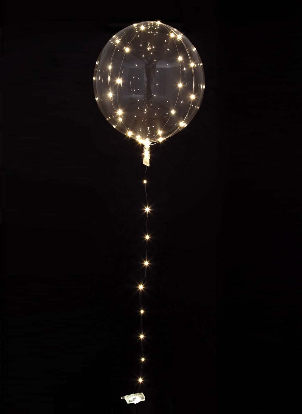 Priehľadný krištáľový bublinkový balón na párty s bielymi LED svetlami
