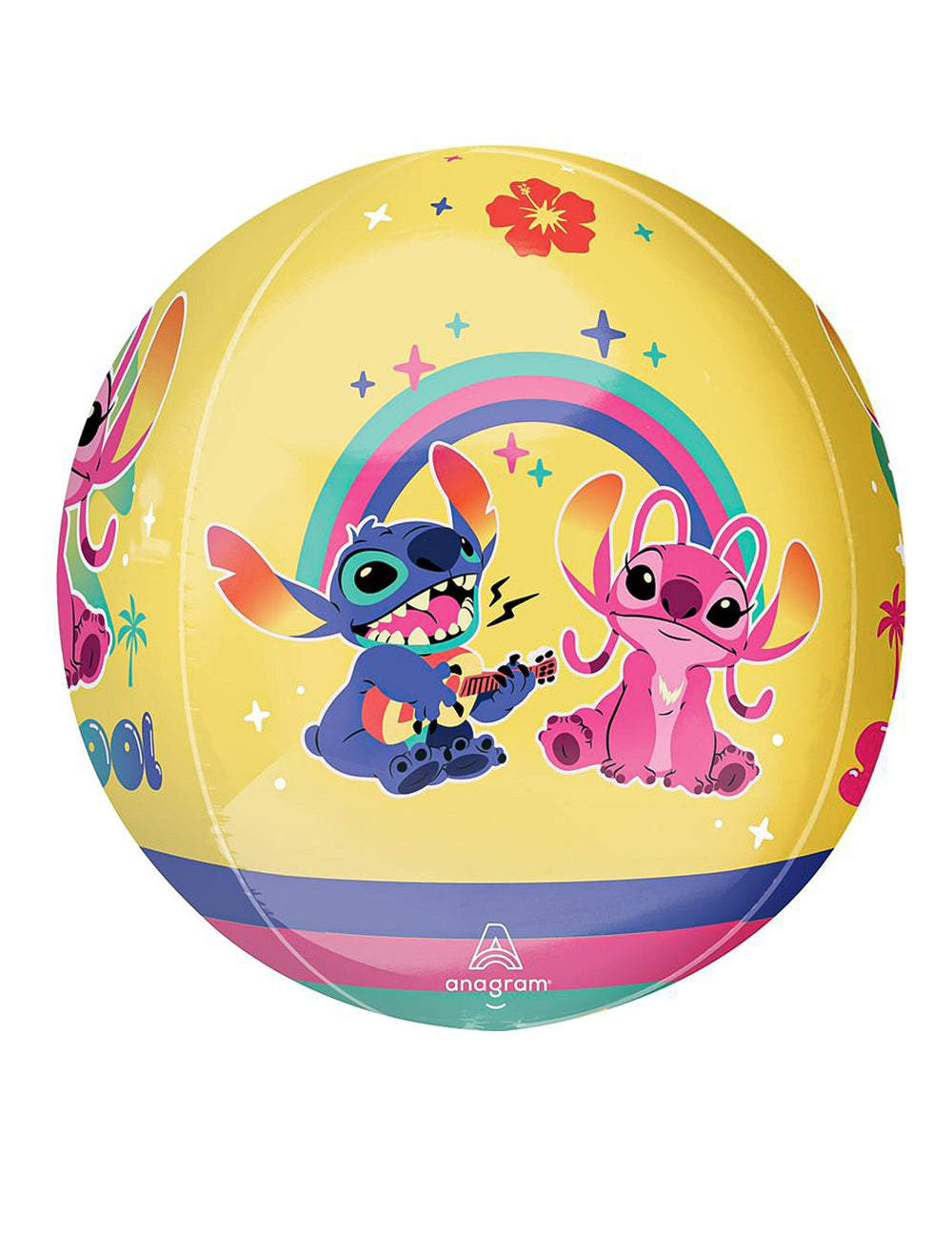 Ballon bulle transparent Angel de Lilo & Stitch jaune avec Stitch et Angel