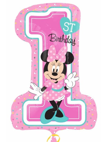 Ballon chiffre 1 aluminium Minnie pour enfant rose