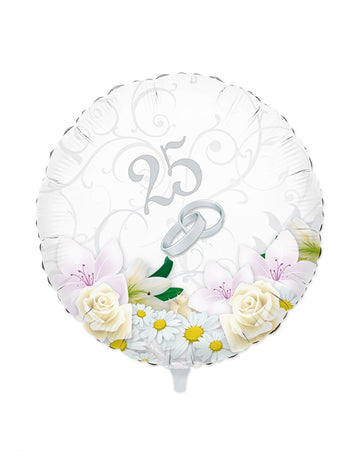 Fóliový balón k 25. výročiu svadby 45 cm striebro
