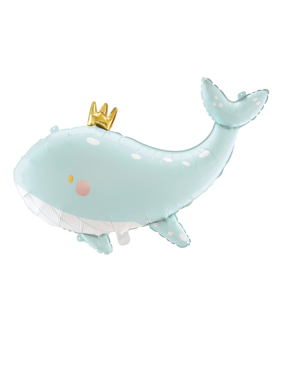 Ballon en aluminium baleine pour enfant bleu ciel avec couronne dorée