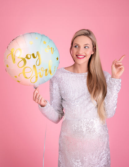 Fóliový balón chlapec alebo dievča pastelová farba 35 cm na odhalenie pohlavia