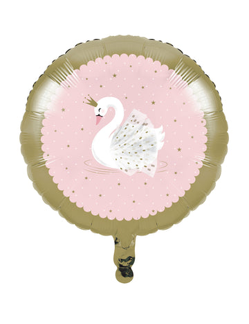 Ballon en aluminium cygne royal pour anniversaire rose et doré