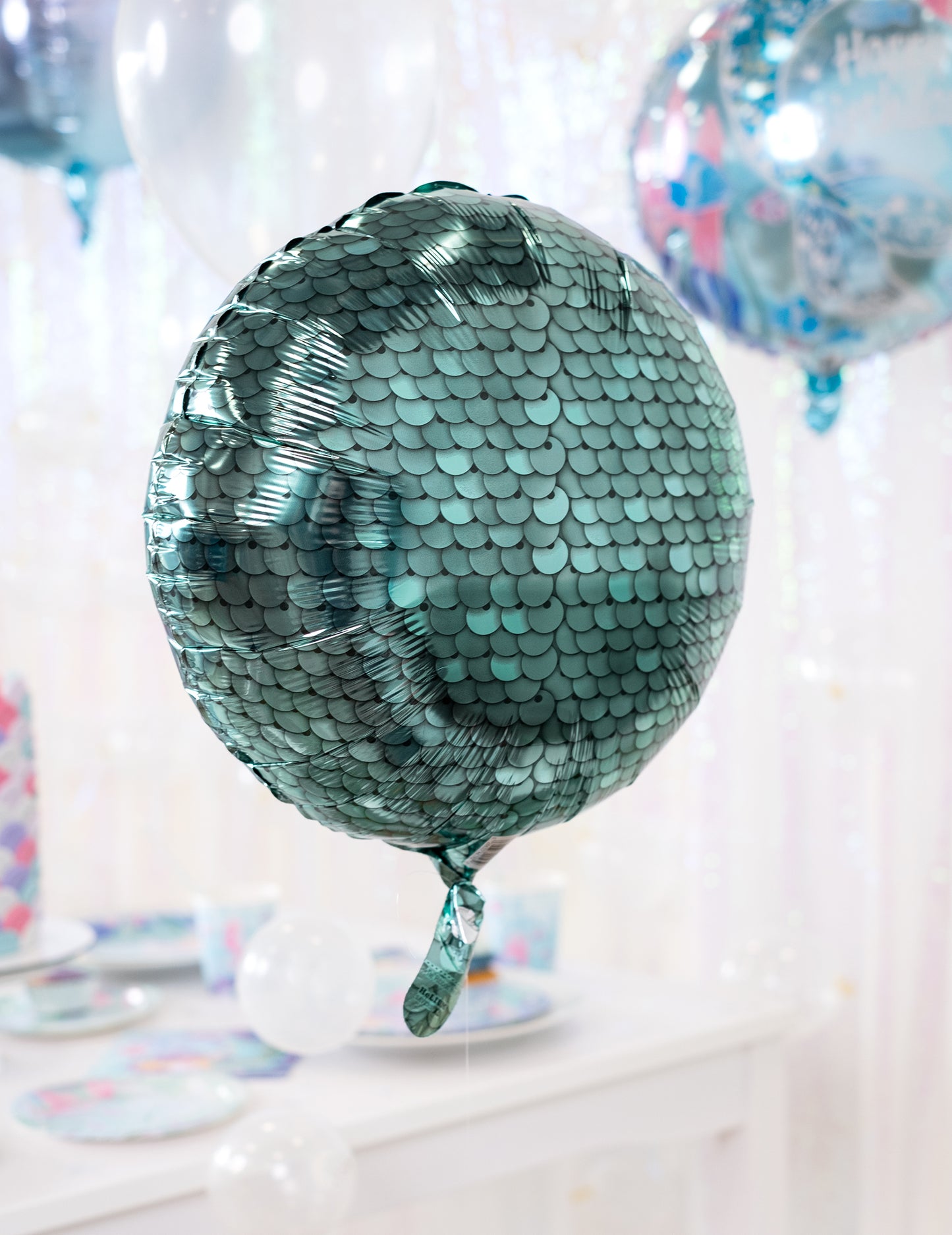 Modrá hliníková guľa 43 cm téma morskej panny