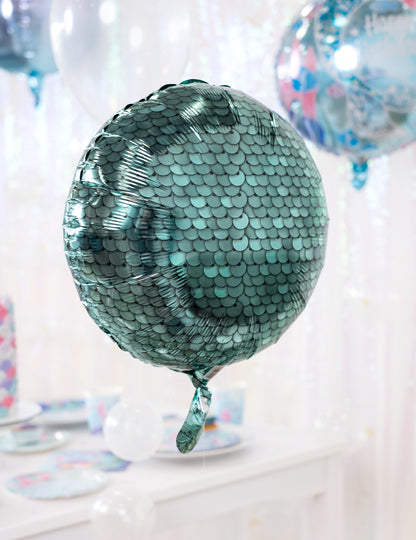 Modrá hliníková guľa 43 cm téma morskej panny