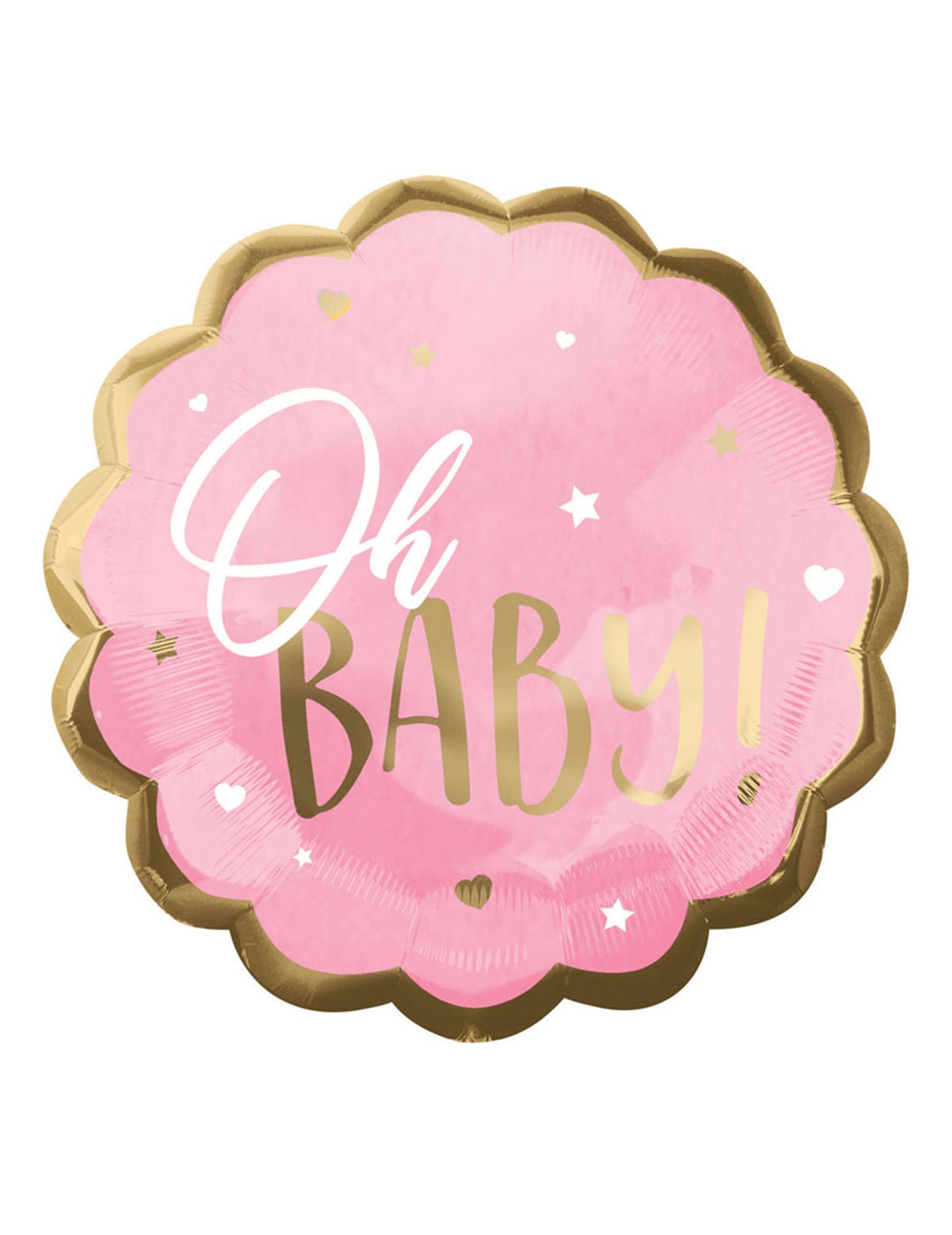 Ružovo-zlatý vrúbkovaný fóliový balón, oh baby, 55 cm na detskú oslavu