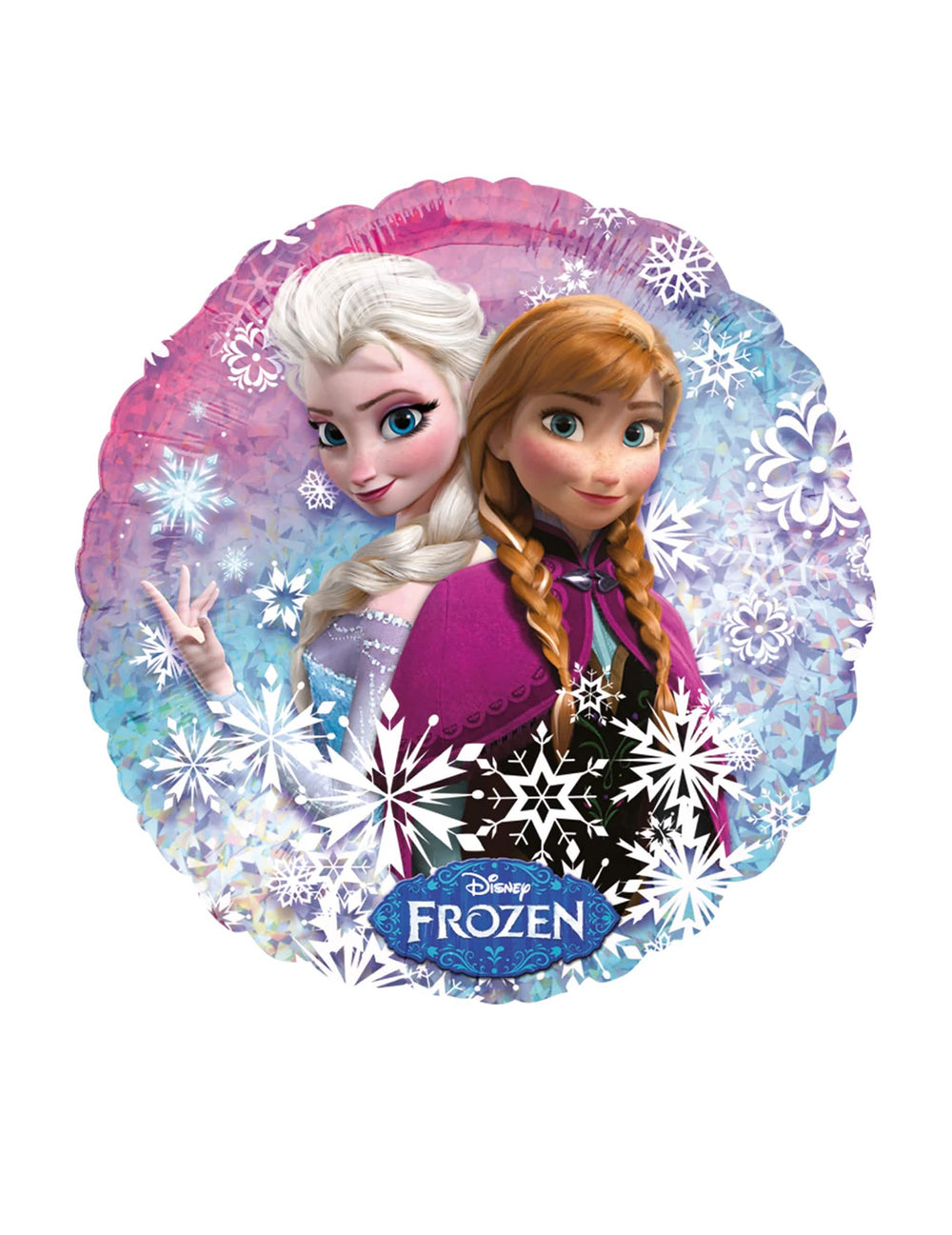 Detailný záber na Elsu a Annu z hliníkovej fóliovej balóna Frozen