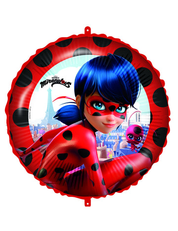 Červený a čierny hliníkový balón Ladybug s bodkami, s Tikki a Eiffelovou vežou