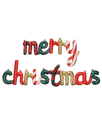 Ballon en aluminium Merry Christmas pour fête multicolore à motifs carreaux et rayures