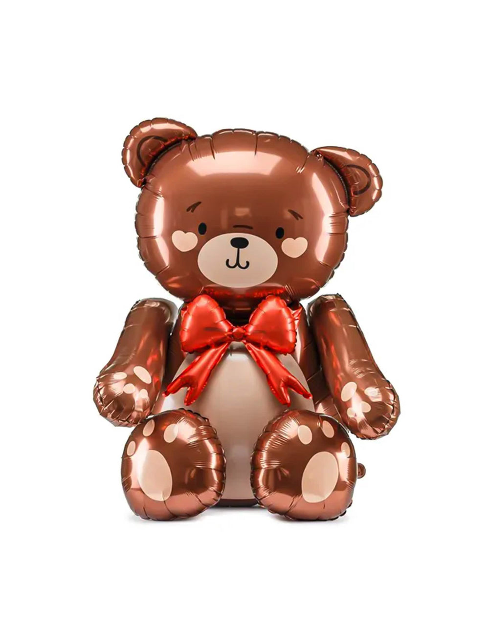 Ballon géant en aluminium Ourson pour fête marron avec nœud papillon rouge