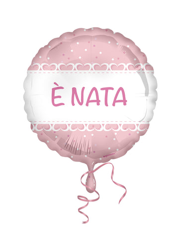 Fóliový balón 45 cm Narodila sa s ružovými srdiečkami