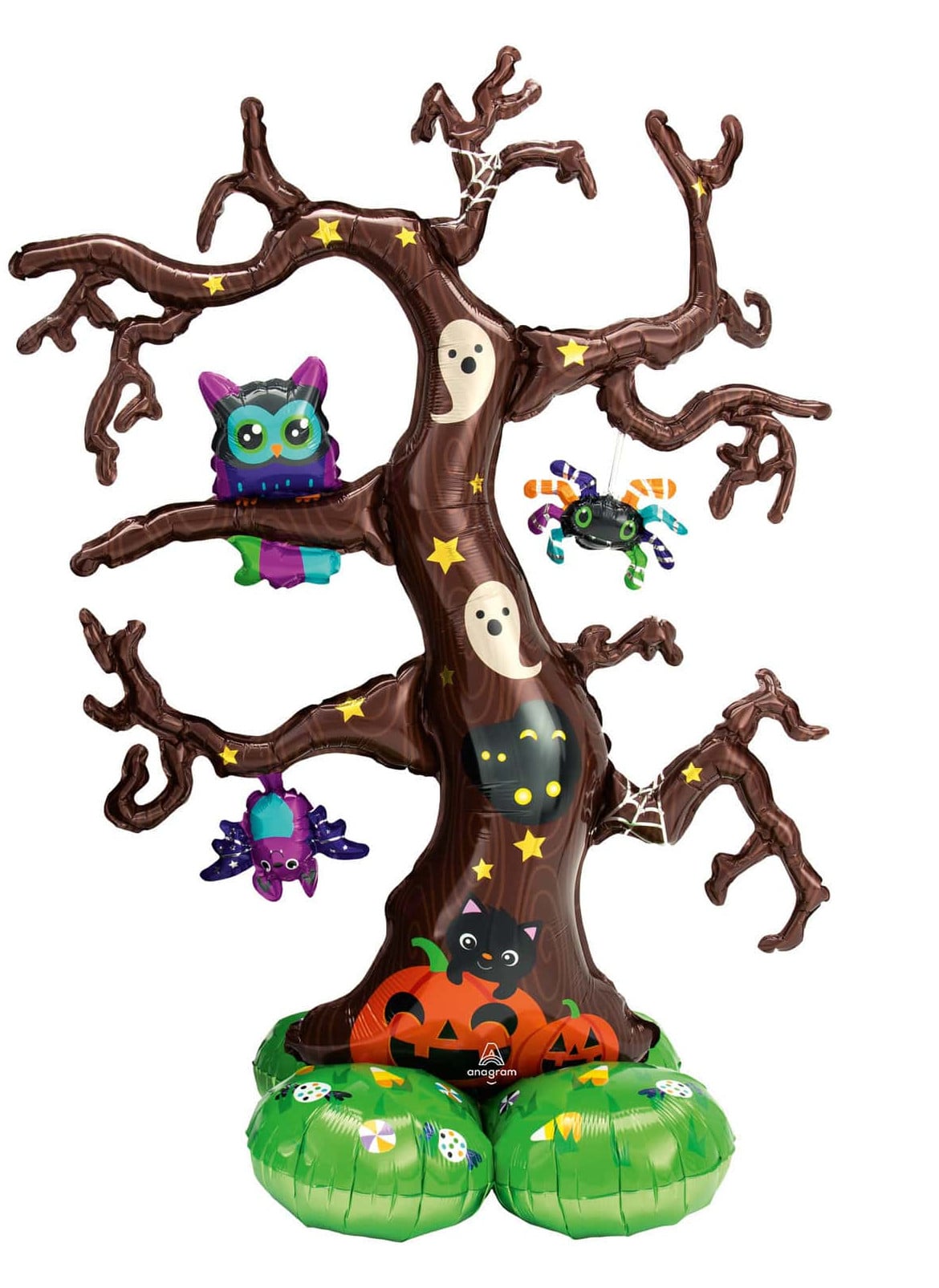 Ballon aluminium géant Airloonz arbre d'Halloween pour fête marron autoportant avec motifs