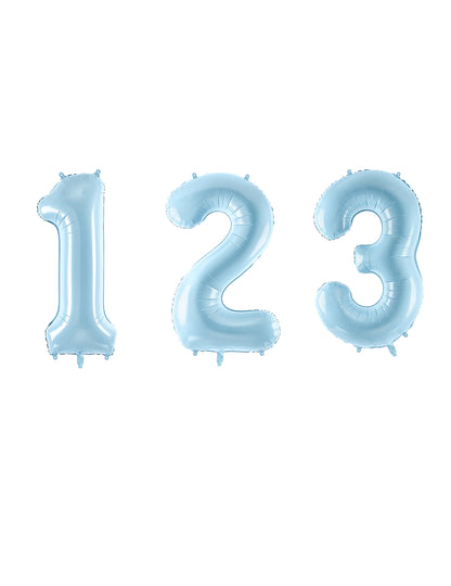 Ballon géant chiffre pour fête bleu pastel en aluminium