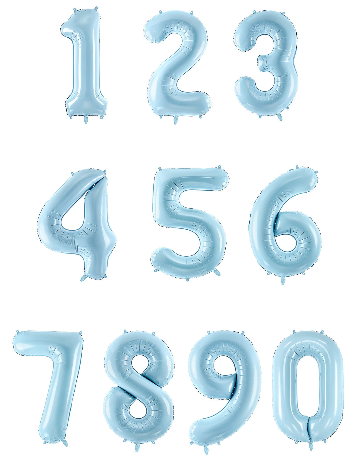 Aperçu des chiffres de 0 à 9 du ballon géant chiffre pour fête bleu pastel