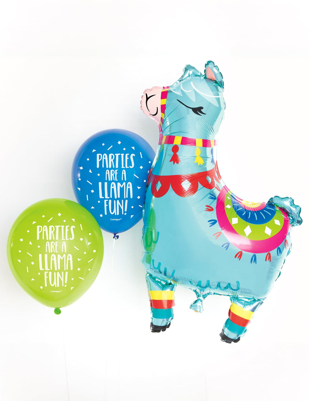 Mise en scène avec ballons en latex du ballon géant en aluminium lama